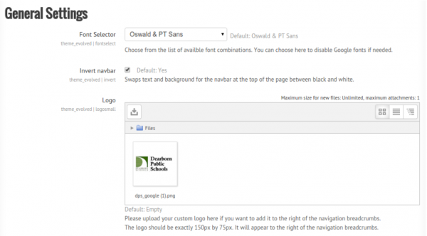 Evolved theme genral settings page.png